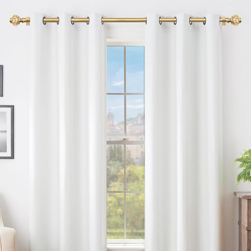 USFOOK 2 Pack Window Treatment Finials for 1 or 7/8 Inch Curtain Rods, Gold Drapery Rods Replacement Finials with M6 Screws(1/4 in), Translucent Finials Embedded with Gold Foil - Image 5